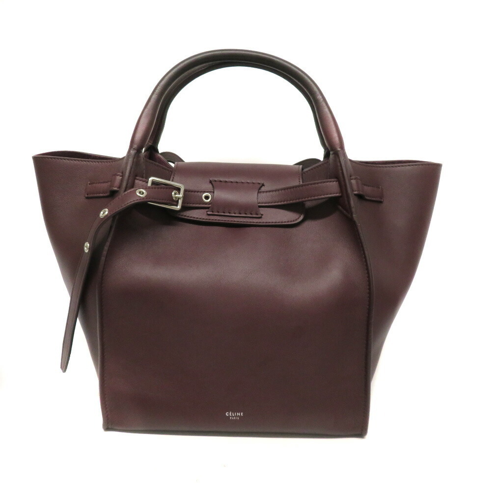 CELINE Bag Long Strap Handbag Shoulder Leather Burgundy Red Bordeaux Red